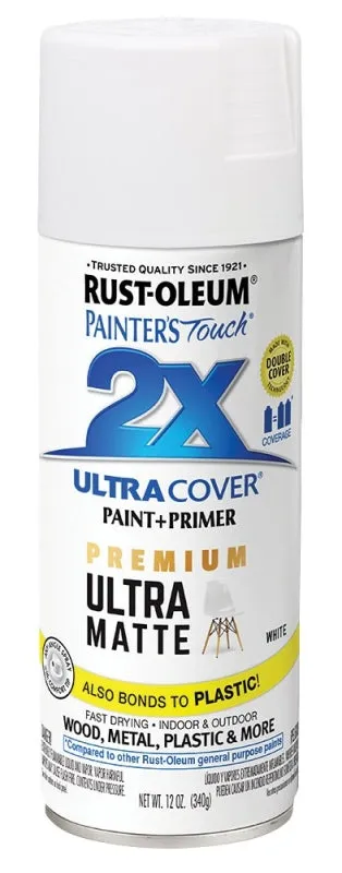Rust-Oleum 331181 Spray Paint, Matte, White, 12 oz, Can :CAN: QUANTITY: 1